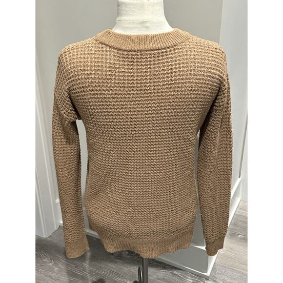 Time & Tru Brown Waffle Knit Sweater Womens XS - Picture 6 of 7